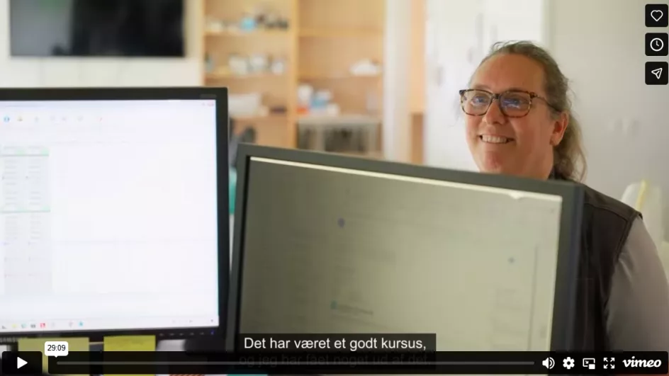 Hjemmehjælper dokumenterer foran computerskærm